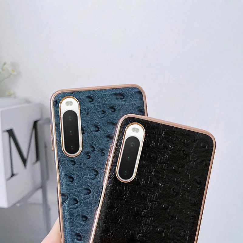 Kryt Na Sony Xperia 10 IV Pravá Kůže V Pštrosím Stylu