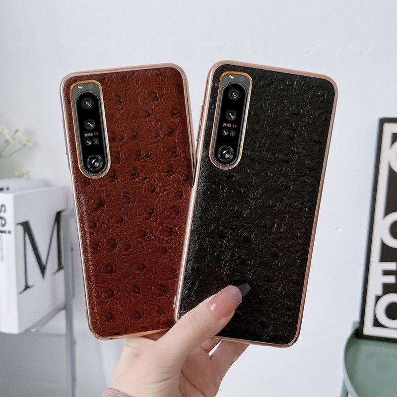 Kryt Na Sony Xperia 5 IV Pravá Kůže V Pštrosím Stylu
