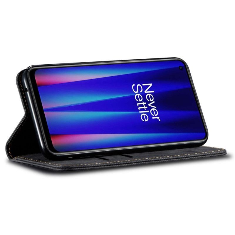 Kryty Na Mobil Na OnePlus Nord 2T 5G Flipové Pouzdro Džínová Tkanina