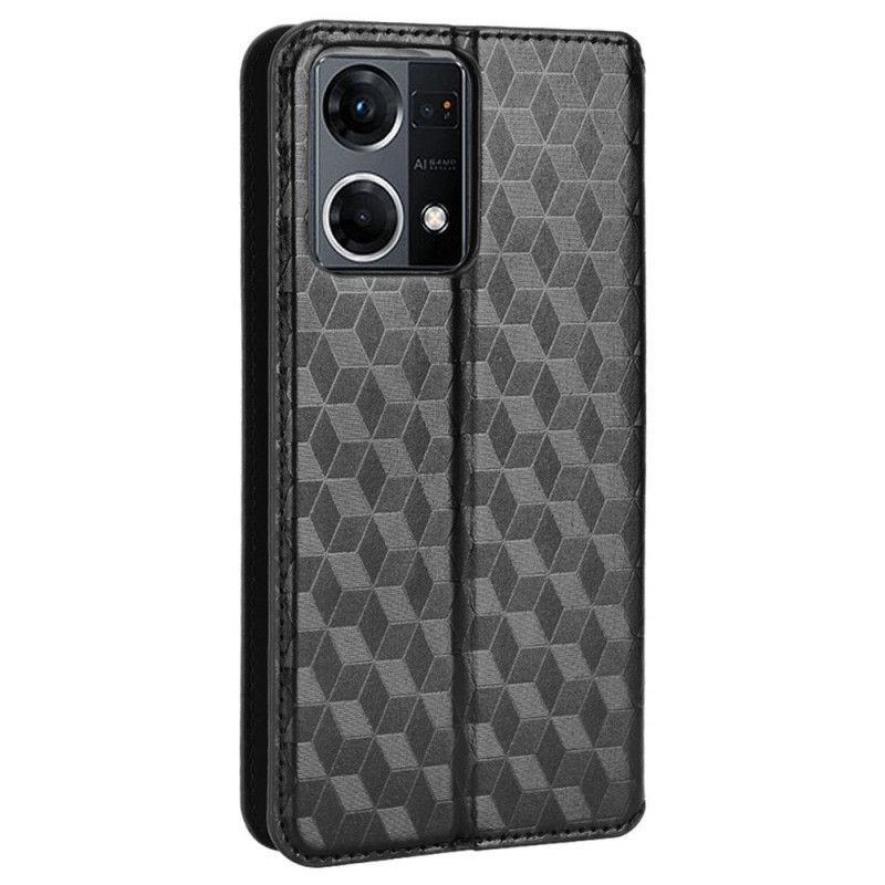 Kryty Na Mobil Na Oppo Reno 7 Flipové Pouzdro Efekt 3d Kostky Kůže