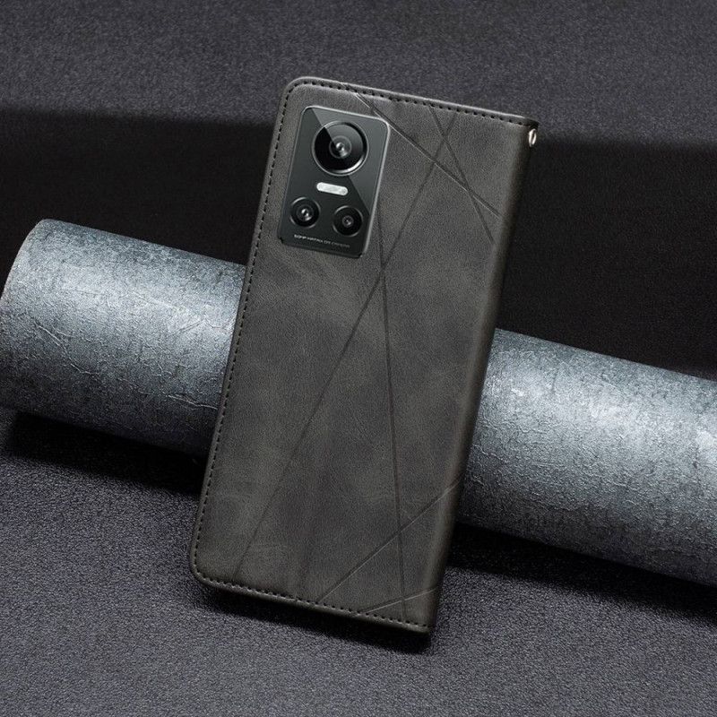 Kryty Na Mobil Na Realme GT Neo 3 Flipové Pouzdro Geometrické Čáry
