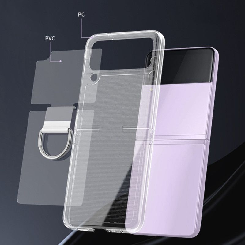 Kryty Na Mobil Na Samsung Galaxy Z Flip 4 Flipové Pouzdro Průhledné S Prstenem