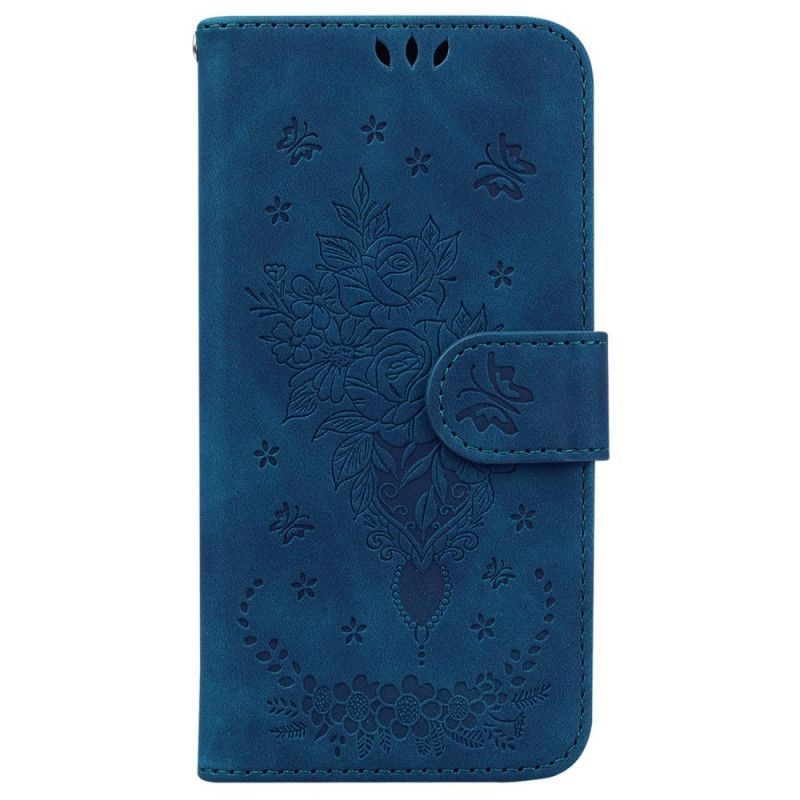 Flipové Pouzdro Na OnePlus 10 Pro 5G Na Lana Strappy Růže A Motýli