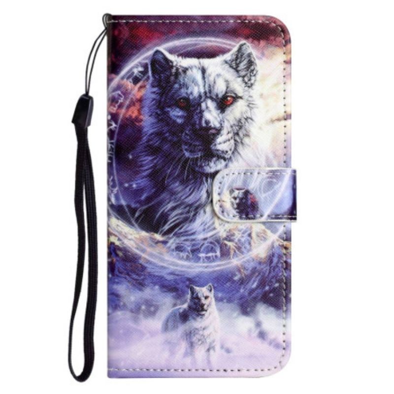 Flipové Pouzdro Na OnePlus 10T 5G Na Lana Lanyard Wolf
