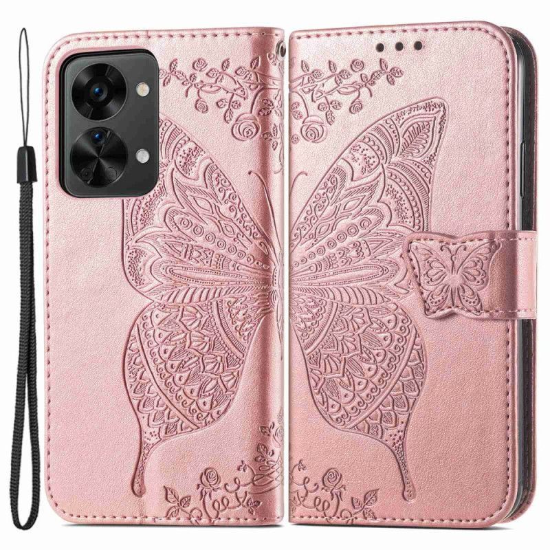 Flipové Pouzdro Na OnePlus Nord 2T 5G Na Lana Držák Karet Butterfly Lanyard