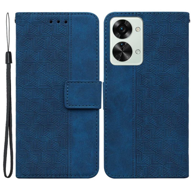 Flipové Pouzdro Na OnePlus Nord 2T 5G Na Lana Páskové Geometrické Vzory