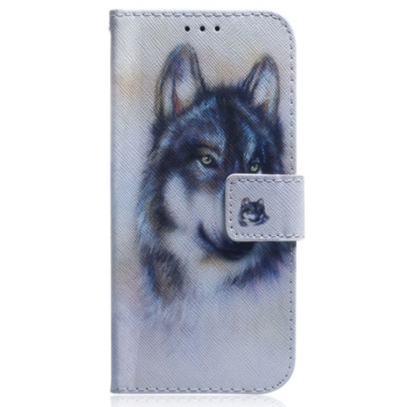 Flipové Pouzdro Na OnePlus Nord 2T 5G Na Lana Strappy Akvarel Vlk