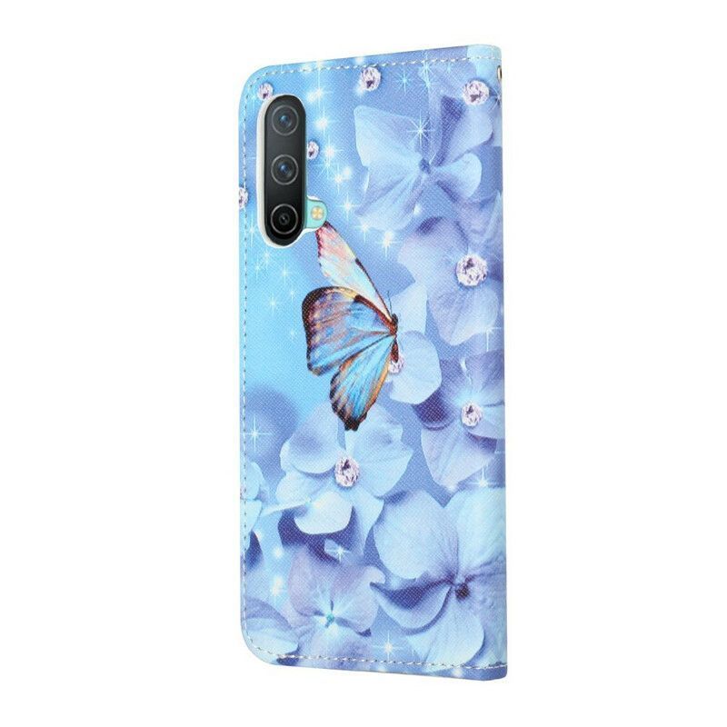 Flipové Pouzdro Na Oneplus Nord Ce 5g Diamantoví Motýlci