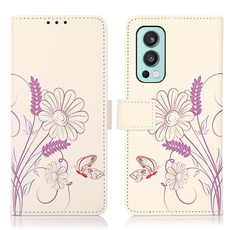 Flipové Pouzdro Oneplus Nord 2 5g Design Motýlů A Květin