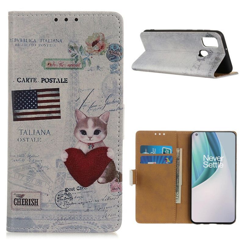 Flipové Pouzdro Oneplus Nord N10 Cestující Kočka