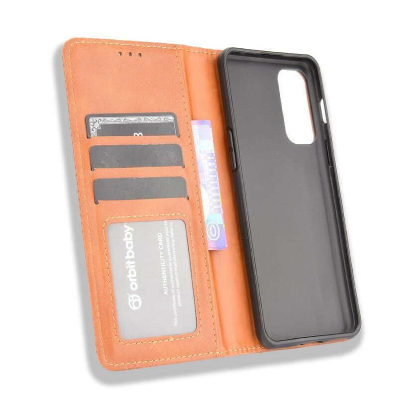 Kožené Pouzdro Folio Na Oneplus Nord 2 5g Stylizovaný Vintage Kožený Efekt