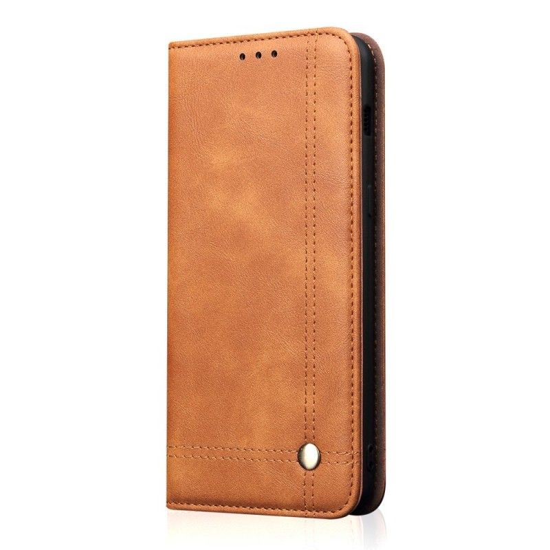 Kožené Pouzdro Folio Oneplus 6t Prošívání S Koženým Efektem