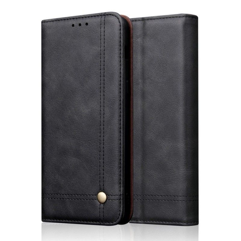 Kožené Pouzdro Folio Oneplus 7 Pro Prošívání S Koženým Efektem