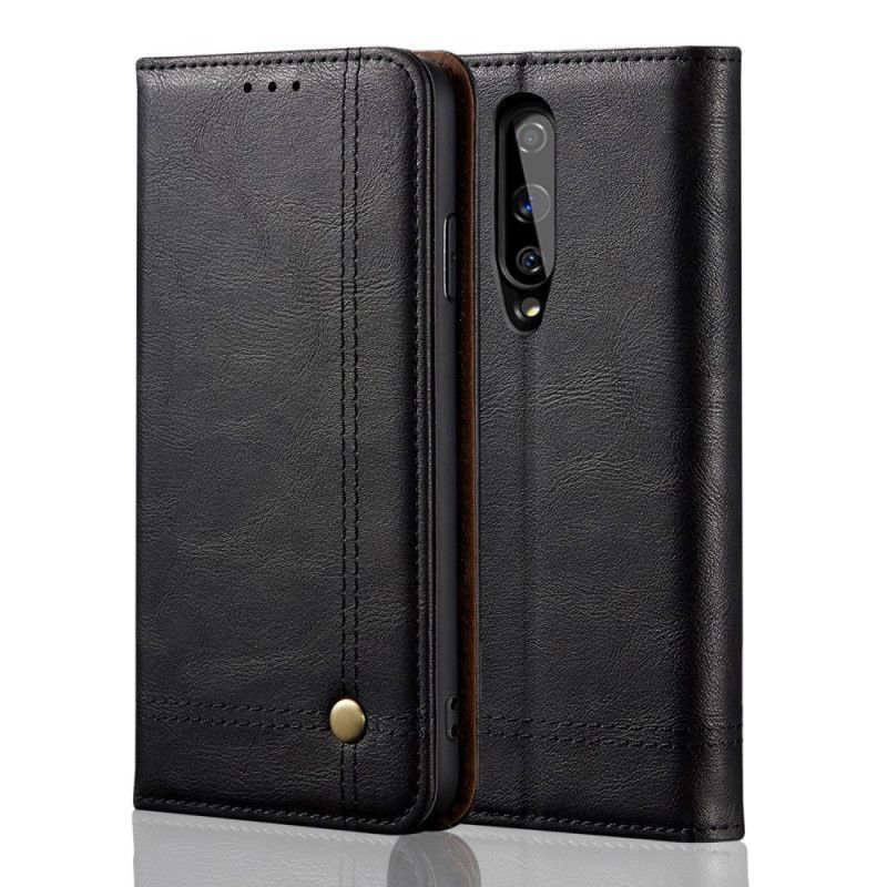 Kožené Pouzdro Folio Oneplus 8 Švy S Koženým Efektem