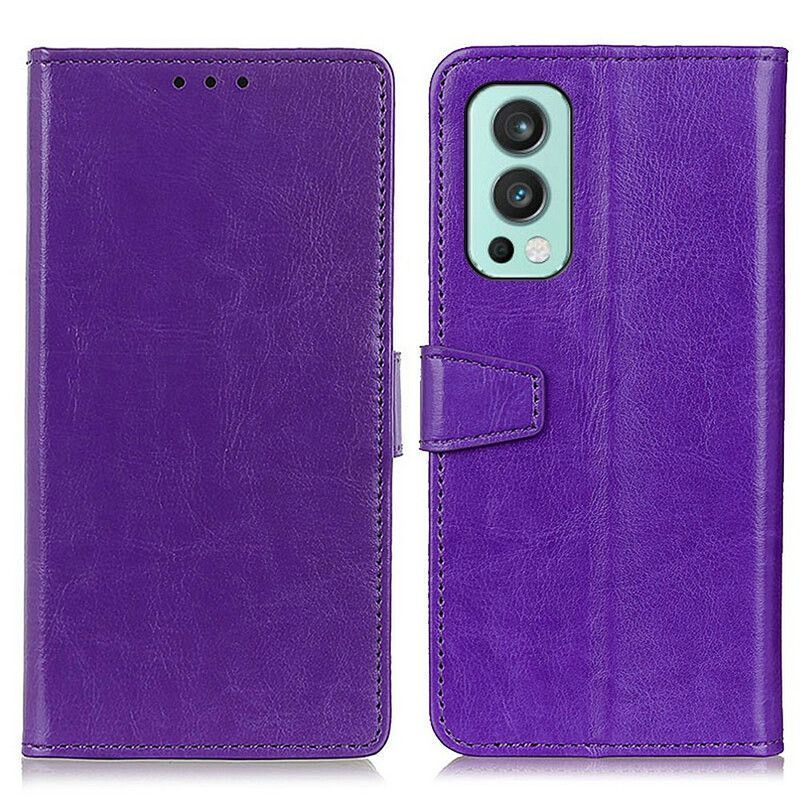 Kožené Pouzdro Na Oneplus Nord 2 5g Jednoduchý Lesklý Kožený Efekt