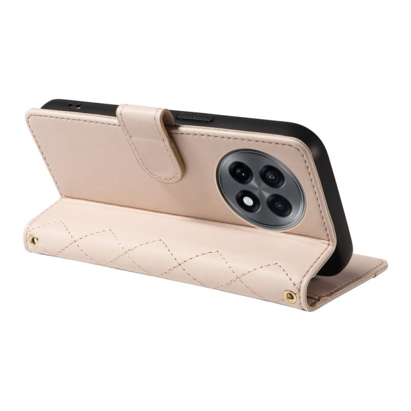 Kožený Kryt Na Oneplus 13r Prošívaná S Popruhem A Ramenním Popruhem