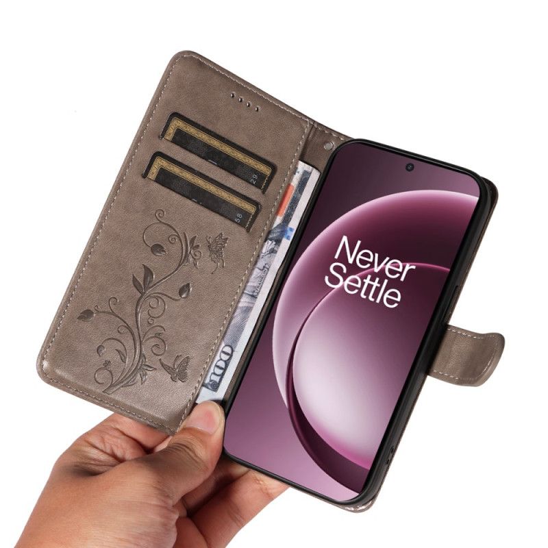 Kožený Kryt Na Oneplus 15 Květinový Vzor