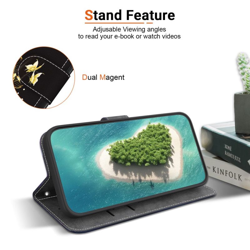 Kožený Kryt Na Oneplus Nord 4 Zlatí A Růžoví Motýli