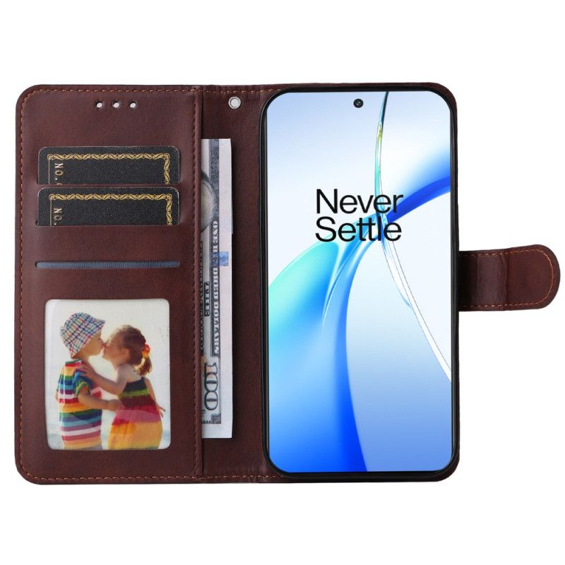 Kožený Kryt Oneplus 13r Řemínek S Efektem Obyčejné Kůže