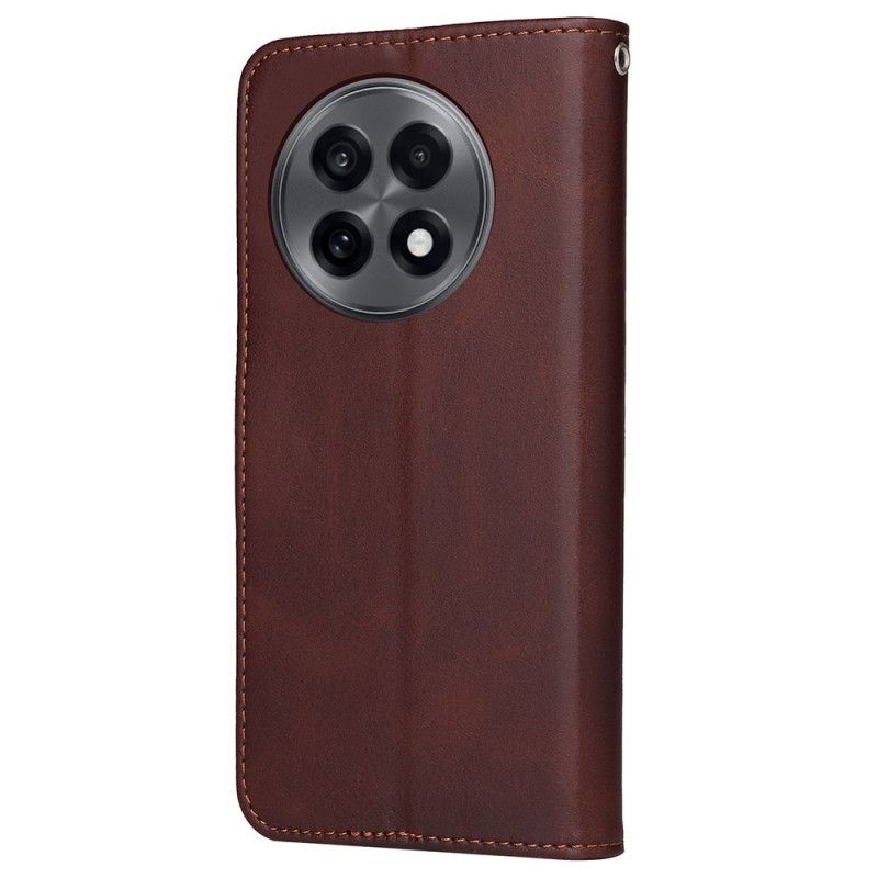 Kožený Kryt Oneplus 13r Řemínek S Efektem Obyčejné Kůže