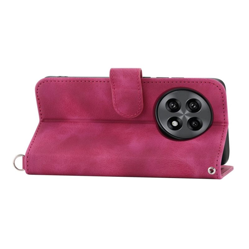 Kožený Kryt Oneplus 13r Semišová Krajková Peněženka S Popruhem A Ramenním Popruhem