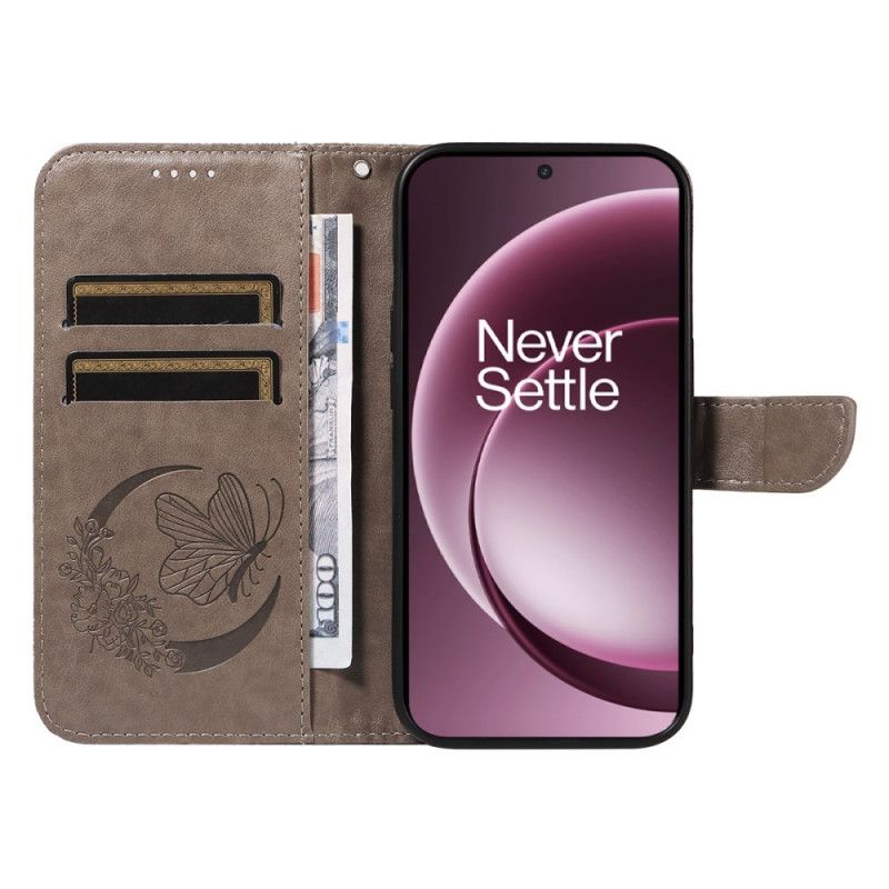 Kožený Kryt Oneplus 15 Grafika S Motýlem