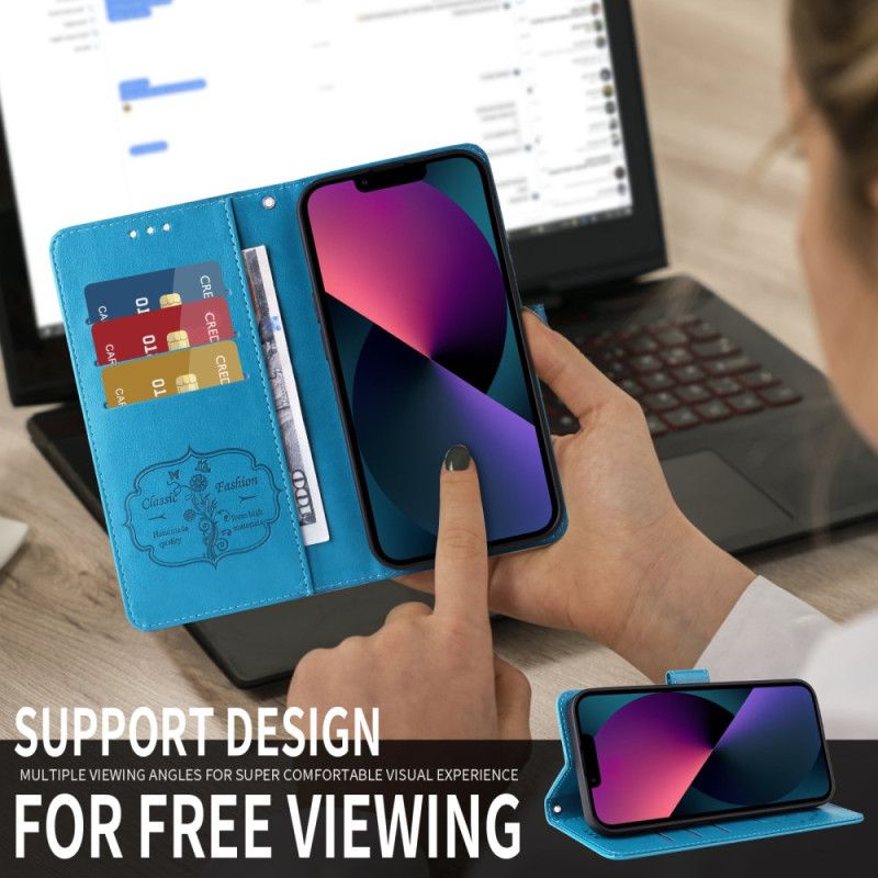 Kožený Kryt Oneplus 15 Květinový Motýl