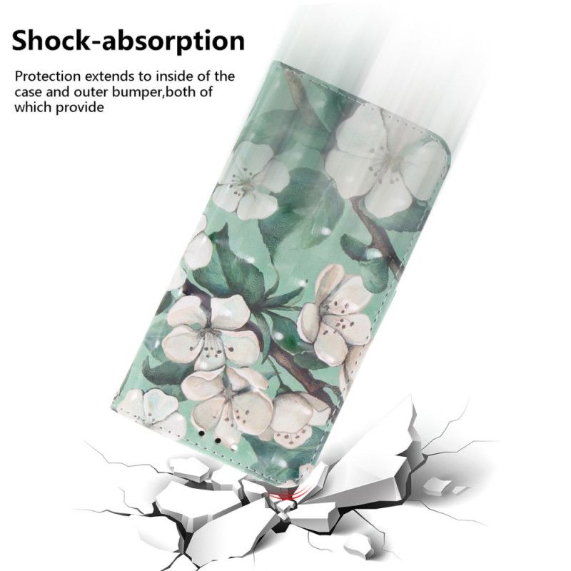 Kožený Kryt Oneplus Nord 4 Šňůrka S Akvarelovými Květinami
