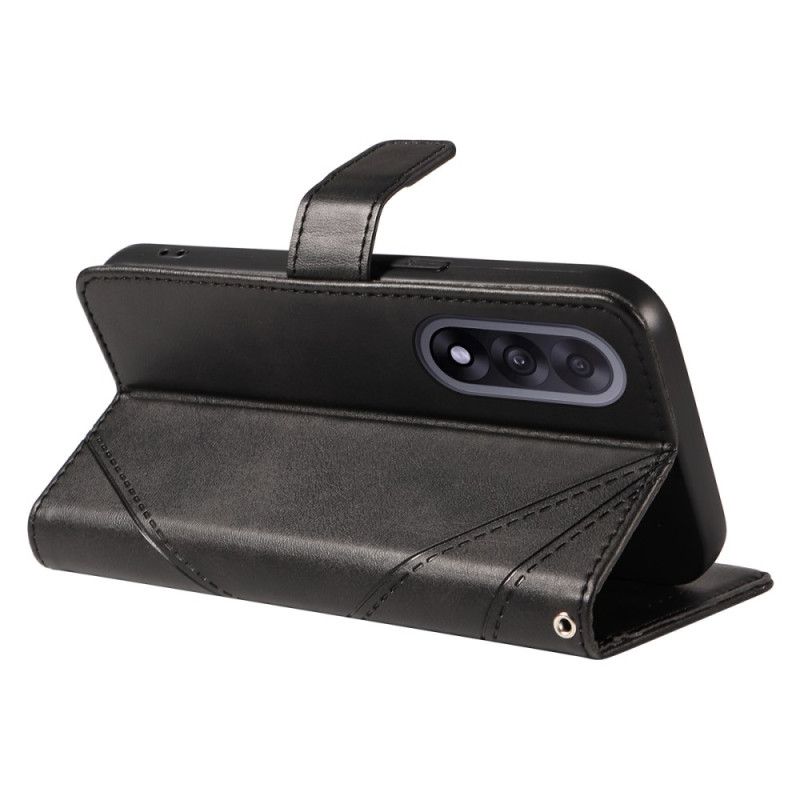 Kožený Kryt Oneplus Nord 5 Dvoubarevný Geometrický Vzor