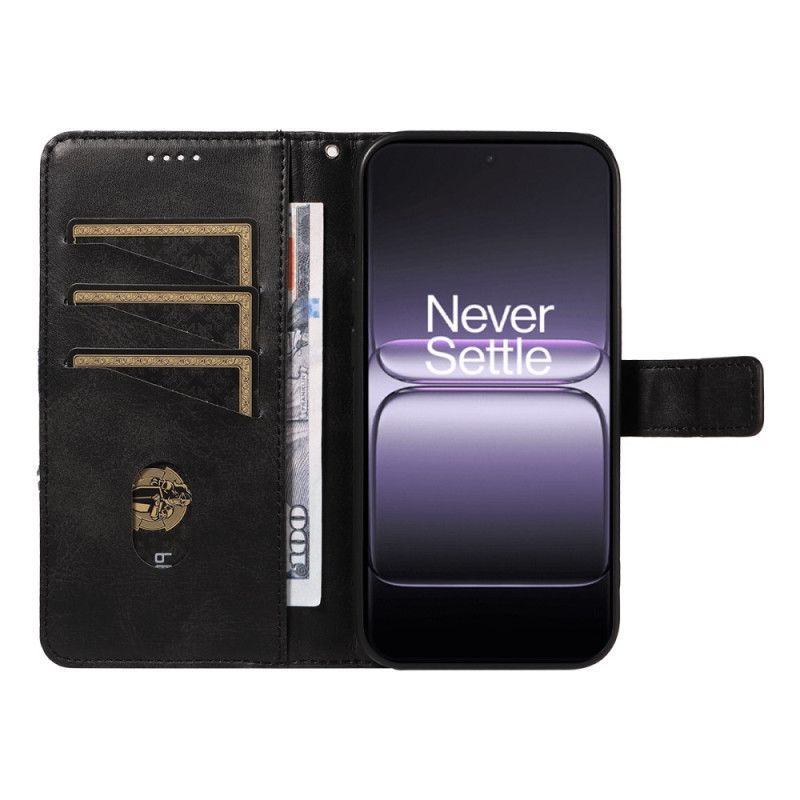 Kožený Kryt Oneplus Nord 5 Dvoubarevný Geometrický Vzor