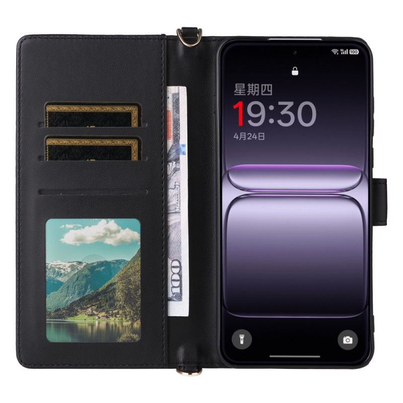 Kožený Kryt Oneplus Nord 5 Prošívané S Ramenem Řemínek