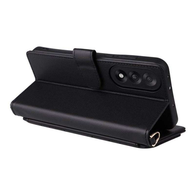 Kožený Kryt Oneplus Nord 5 Prošívané S Ramenem Řemínek