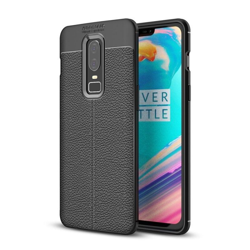 Kryt Oneplus 6 Litchi S Dvojitým Koženým Efektem