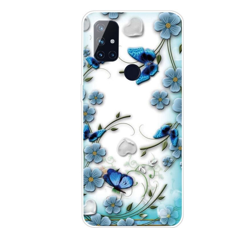 Kryt Oneplus Nord N100 Transparentní Retro Motýli A Květiny