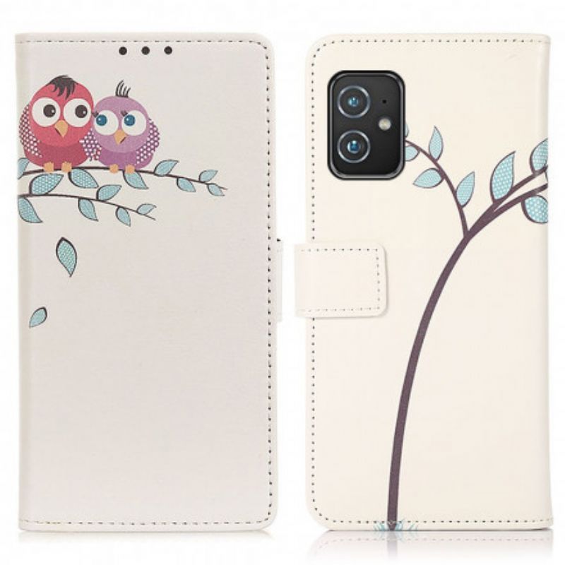 Azus Zenfone 8 Pokrývá Pár Sov Na Stromě