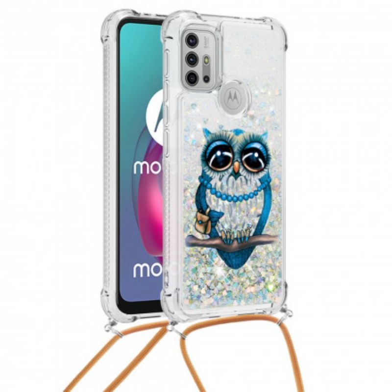 Chybí Sova Třpytivý Stahovací Šňůrka Moto G30 / Moto G10 Pouzdro