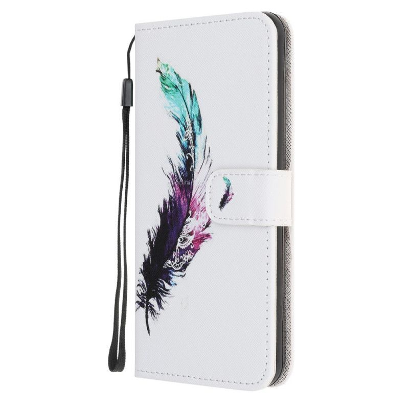 Flipové Pouzdro Google Pixel 4a Pírko S Popruhem