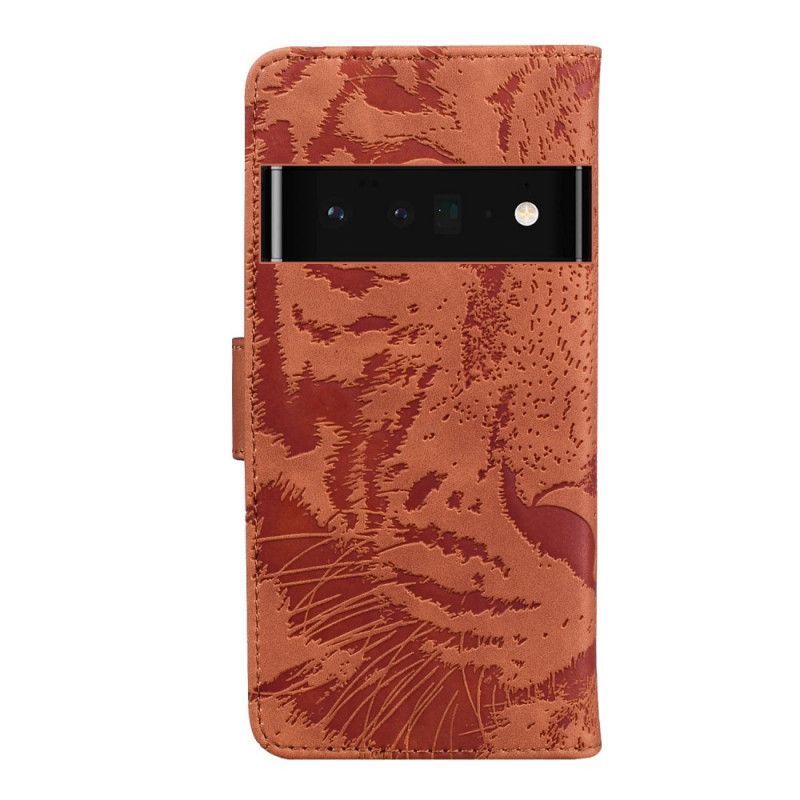 Flipové Pouzdro Google Pixel 6 Potisk Obličeje Tygra