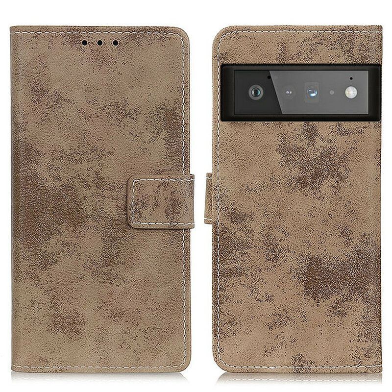 Flipové Pouzdro Google Pixel 6 Pro Starý Kožený Efekt