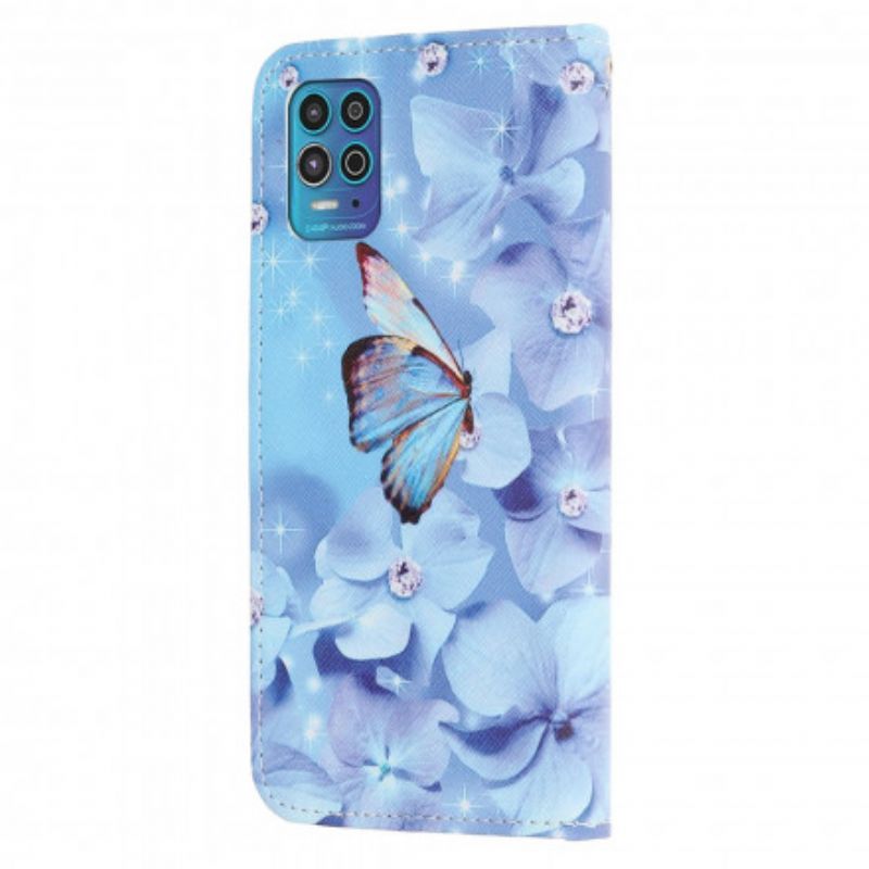 Flipové Pouzdro Moto G100 Diamantoví Motýlci