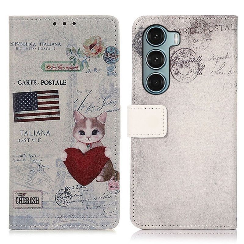 Flipové Pouzdro Moto G200 5g Kočka Na Cestách