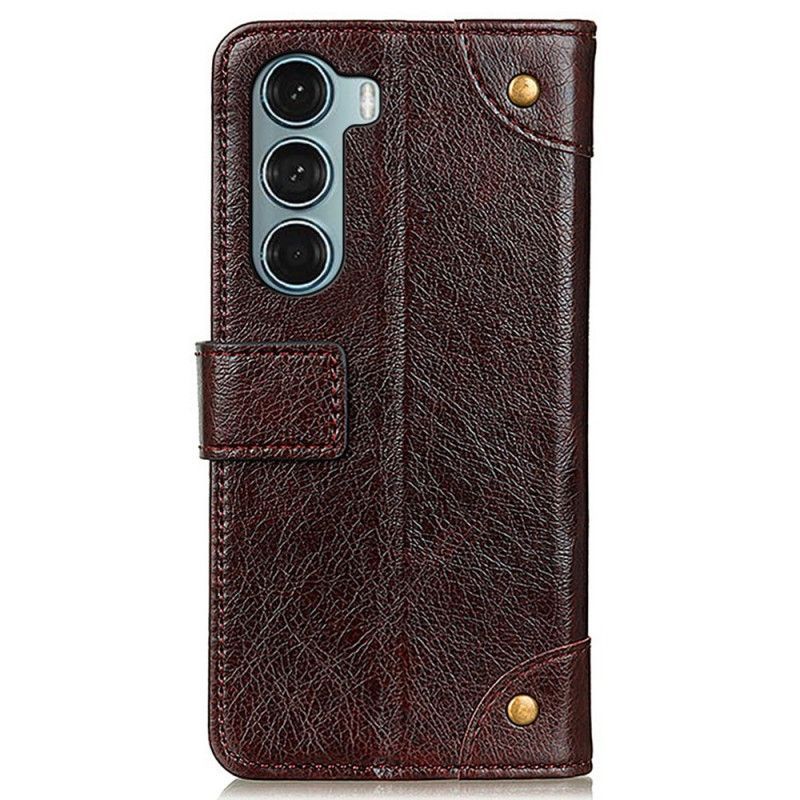 Flipové Pouzdro Moto G200 5g Starožitný Efekt Kůže Napa