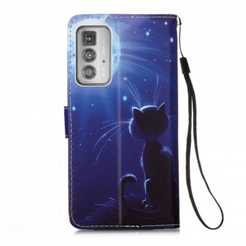 Flipové Pouzdro Motorola Edge 20 Pro Kočka V Měsíčním Světle