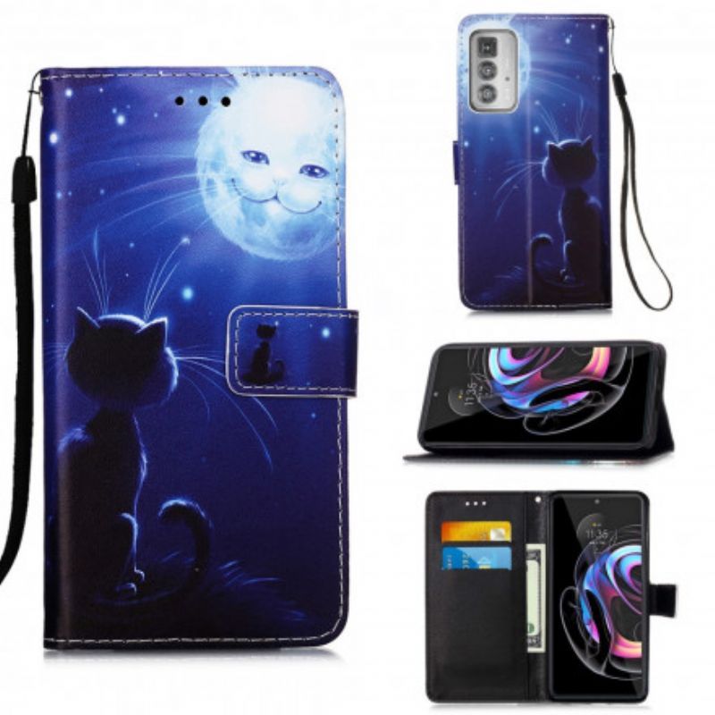 Flipové Pouzdro Motorola Edge 20 Pro Kočka V Měsíčním Světle