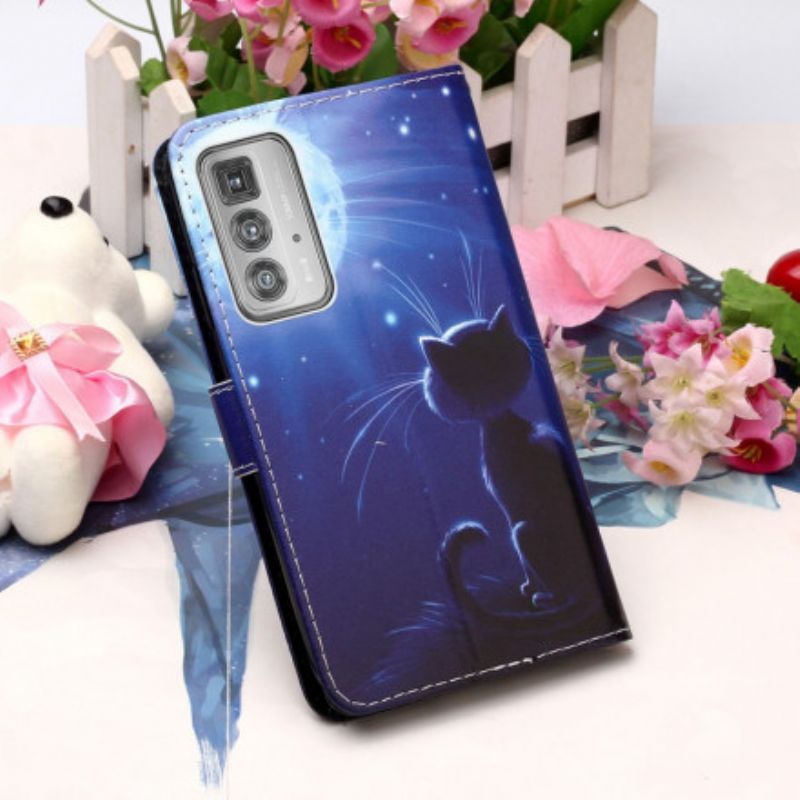 Flipové Pouzdro Motorola Edge 20 Pro Kočka V Měsíčním Světle
