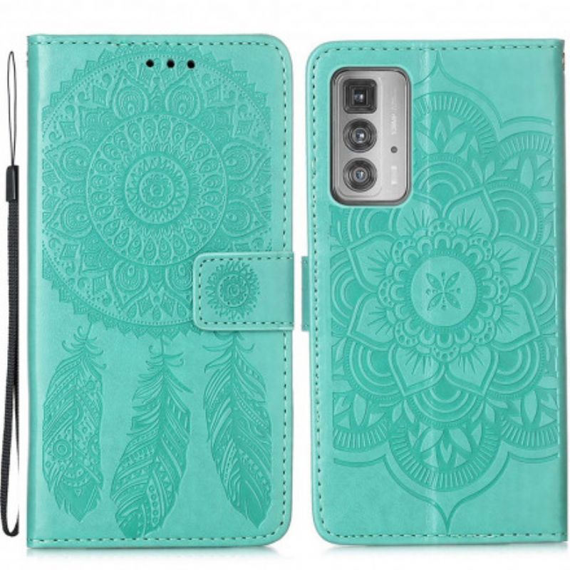 Flipové Pouzdro Motorola Edge 20 Pro Lapač Snů S Koženým Efektem