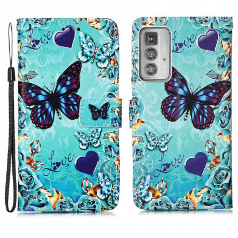 Flipové Pouzdro Motorola Edge 20 Pro Miluji Řemenové Motýly