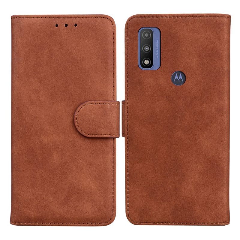 Flipové Pouzdro Na Moto E40 / E30 / E20 Monochromatický Kožený Efekt