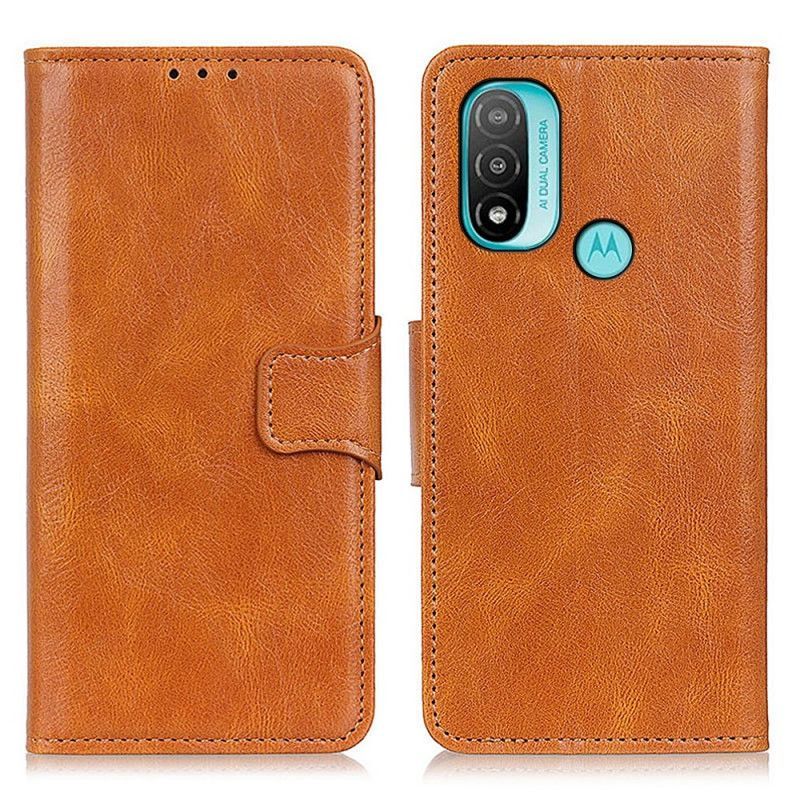 Flipové Pouzdro Na Moto E40 / E30 / E20 Oboustranná Spona S Koženým Efektem