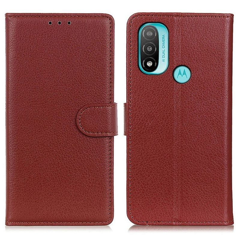 Flipové Pouzdro Na Moto E40 / E30 / E20 Tradičně Liči